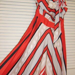 Geometric Maxi Dress Orange/Black/Tan/White 10
